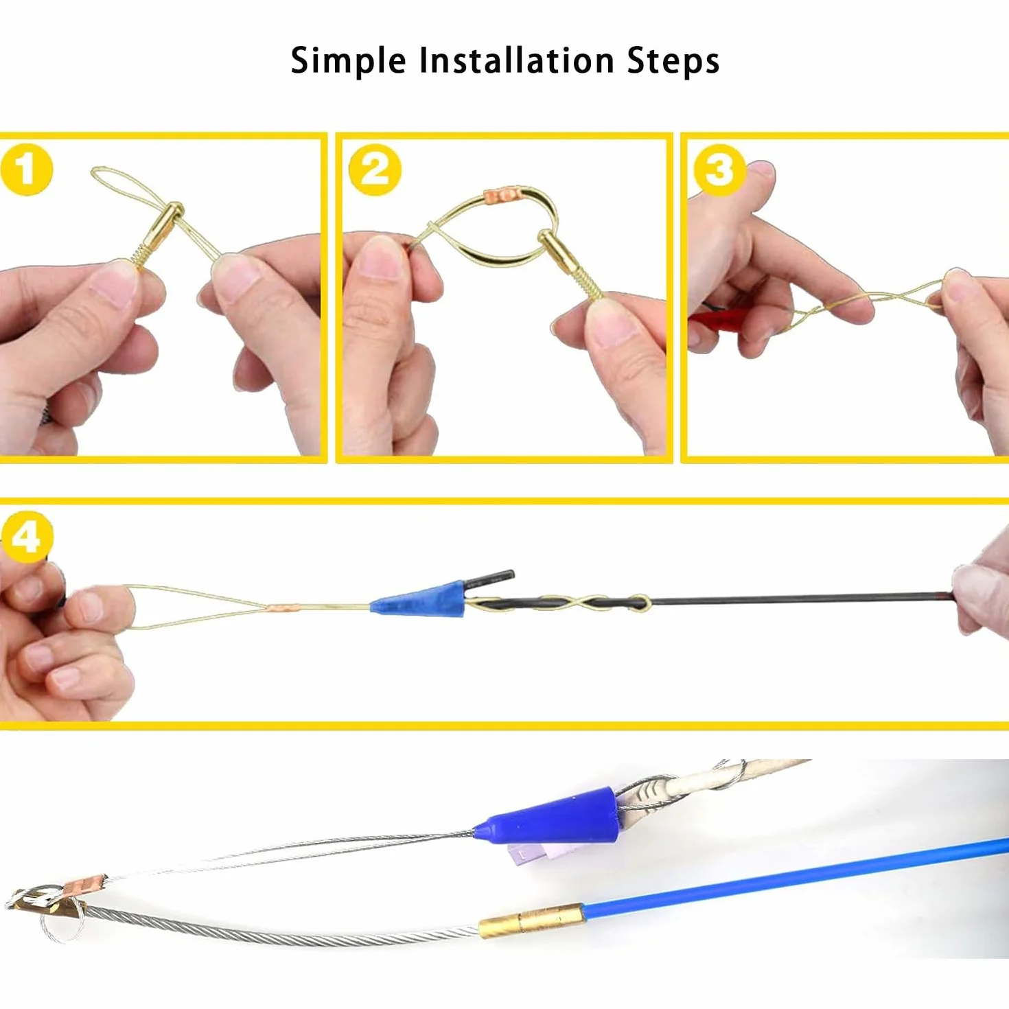 Guia Pasacables Profesional,4MM 33CM 10 Varillas de Guia Pasacables, 4MM 30M TOOSOAR Dispositivo para Tirar Cables