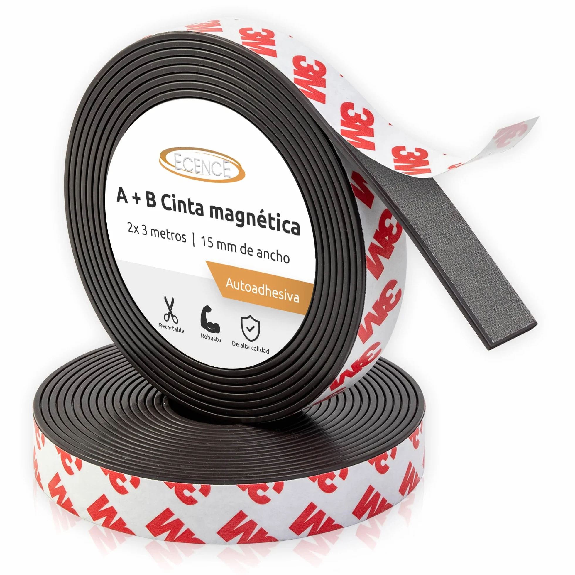 ECENCE Cinta magnética autoadhesiva A + B para mosquiteras (3m+3m) Tiras magnéticas con atracción mutua