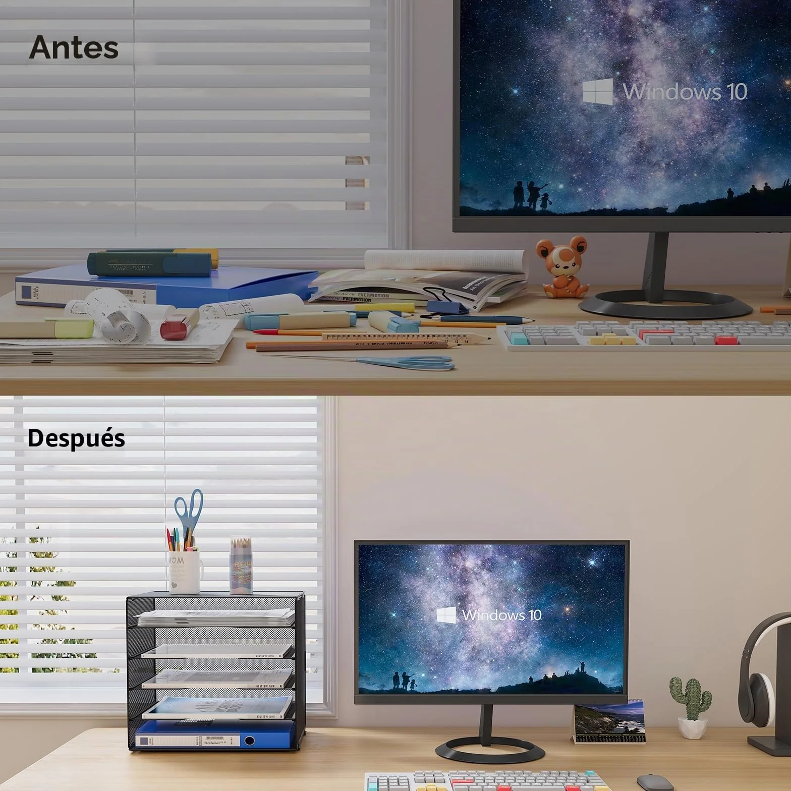 EasyPAG 5 Niveles Metal Malla Bandeja Archivador Organizador Oficina Soporte Documentos Clasificador Papeles Almacenamiento Escritorio Estante Folios Negro