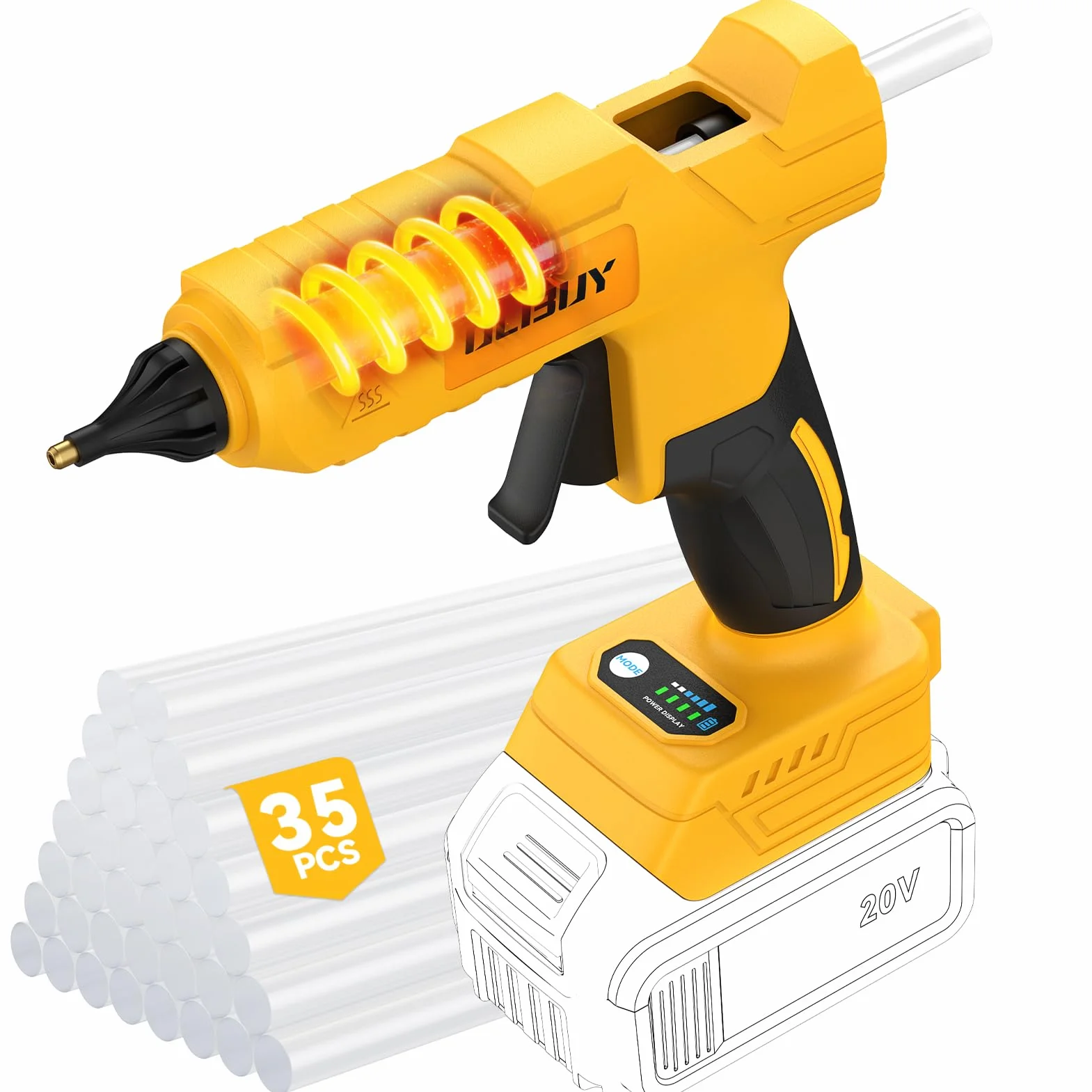 Pistola de pegamento caliente para batería DW de 20 V, solo herramienta