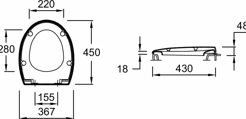 JACOB DELAFON Asiento inodoro OLA/PATIO caída normal Thermodur Bisagras metálicas inoxidables Blanco E4303-00