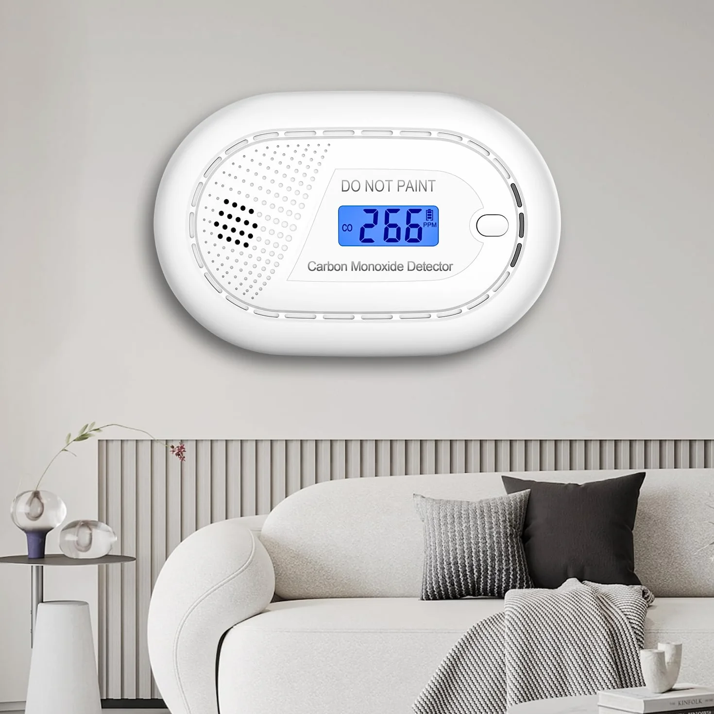 RUNIDUR Detector de Monóxido de Carbono Alarma Portátil con 10 Años de Vida útil, Detector de CO Plano sin Perforar Según Norma Europea EN 50291 para Chimenea Estufa,1 Pieza