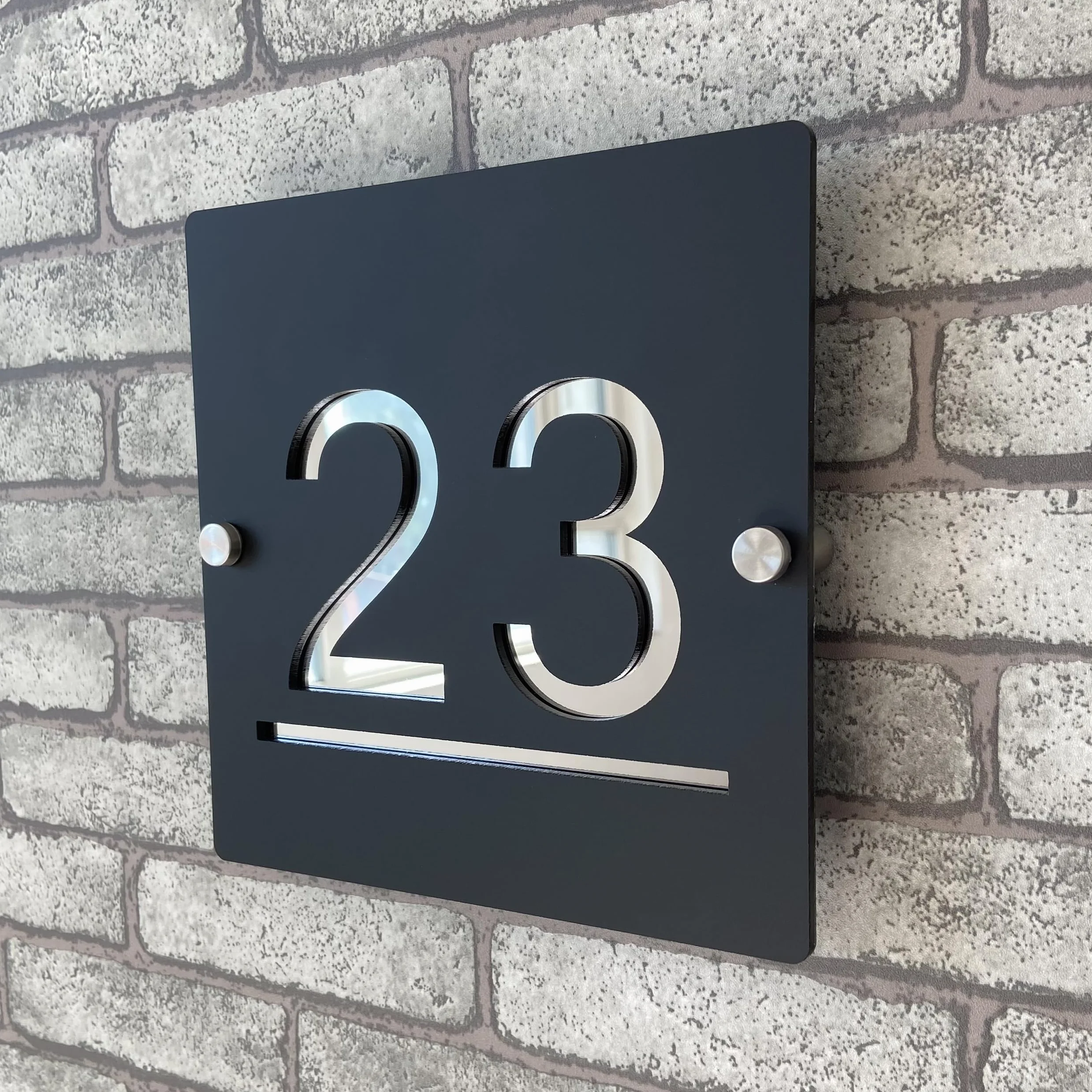 Placa de Número de Casa Personalizada 3D en Acrílico Negro y Plateado, Números Flotantes, Señalización Resistente al Clima para Puerta Interior y Exterior, Ideal para Hogar, Hotel, Apartamento, Tienda