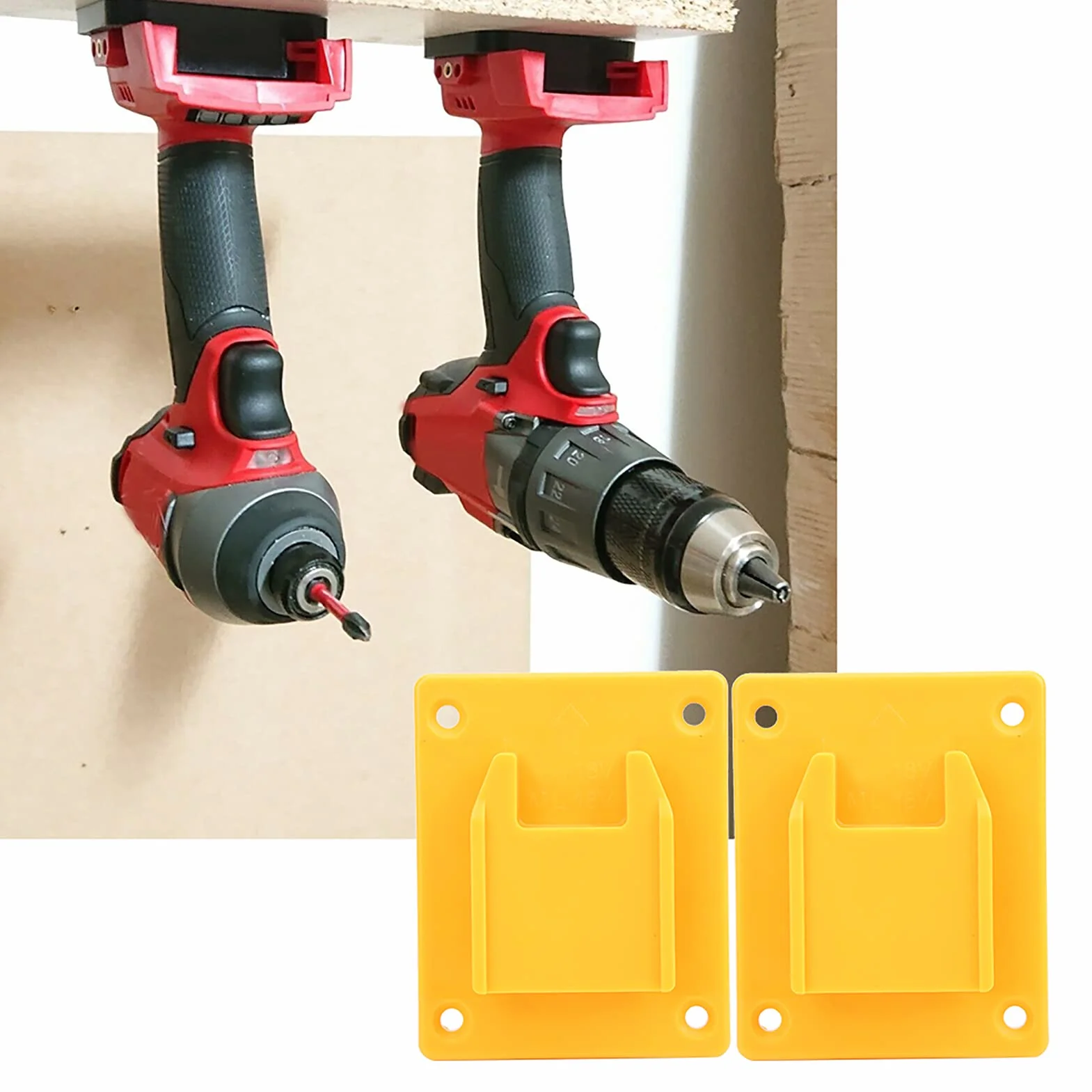 Fafeicy Base de Soporte de 2 Piezas, Base de Soporte de máquina de Herramientas eléctricas, Adecuado para M18 18V/DEWALT 20V(Amarillo)