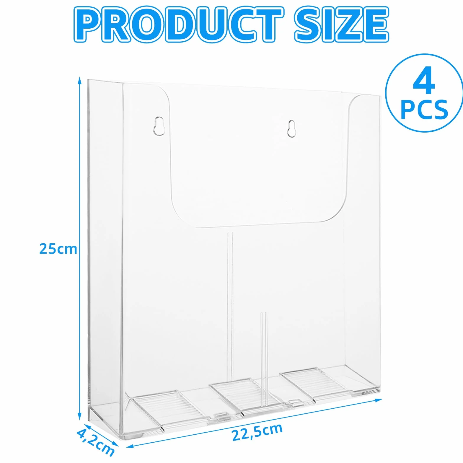 Portafolletos de Pared A4 250x225x42mm Soporte Folletos Transparente para Presentación de Revistas