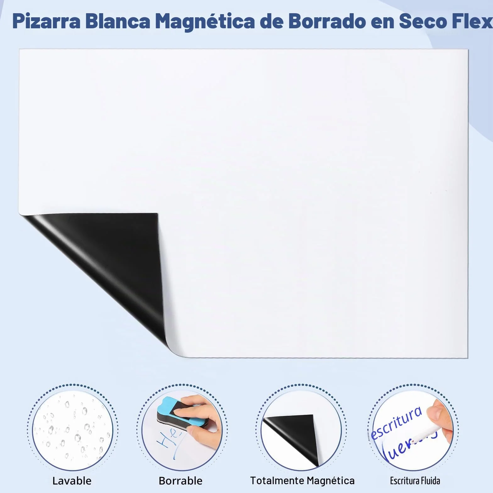 Pizarra Magnética Nevera Blendura A3 con Rotuladores y Goma, Tablero Blanco Magnético 42x29.3 cm para Planificar Estudios y Notas