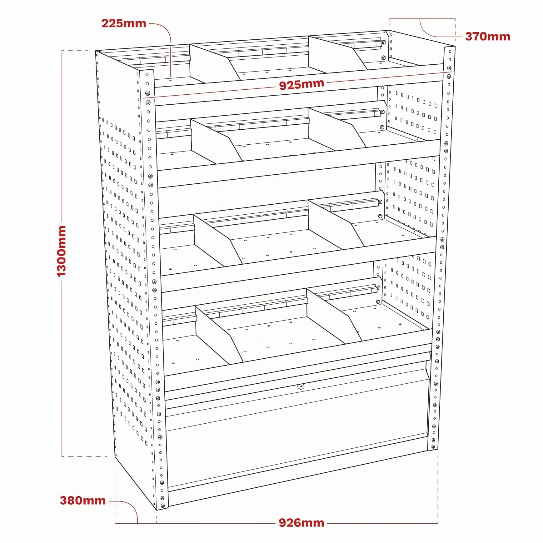 Sealey Sistema Modular de Almacenamiento para Furgoneta con Estante Plano - APMSVCOMBO1