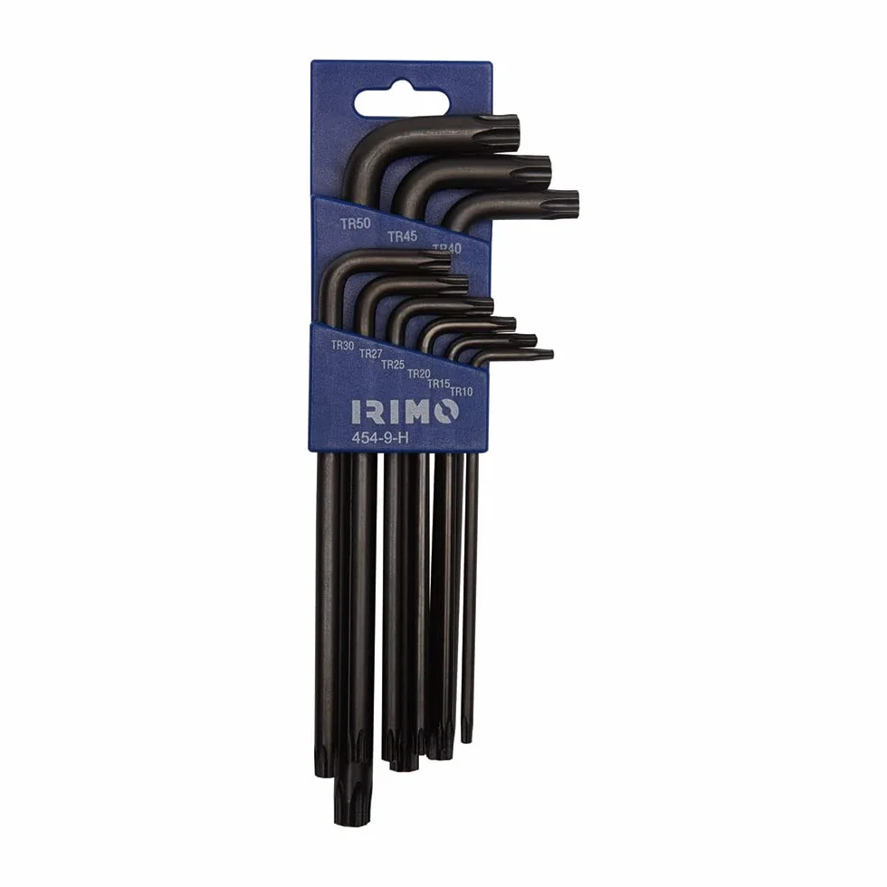 Juego petaca 9 llaves acodadas pavonadas TORX® inviolables T10-T50