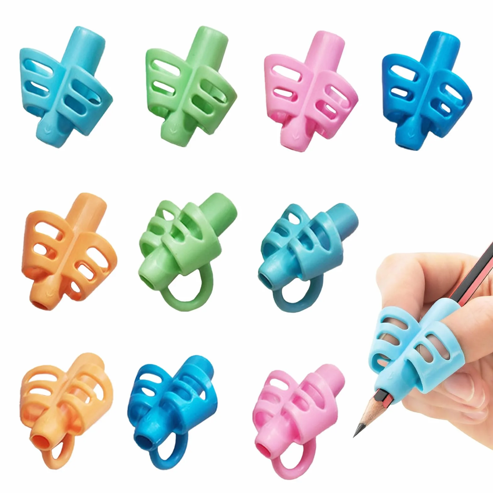 Protector Dedo Lapiz Finger Pen Holder, Ayudas Escritura Niños, Empuñaduras Lápices