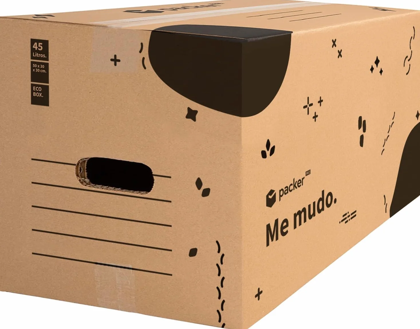 Packer PRO Pack 20 Cajas Carton Mudanzas Almacenaje Ultra Resistentes Asas 50x30x30cm
