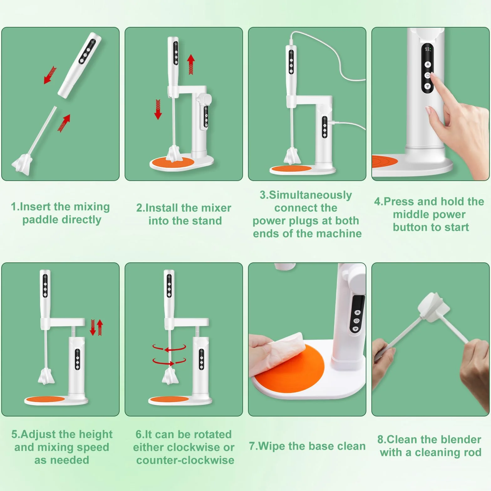Mezclador de Resina Epoxi Eléctrico con Soporte, Manos Libres, 5 Velocidades, Pantalla LED, Reducción de Burbujas, Incluye 2 Paletas, para Resina UV, DIY y Joyería