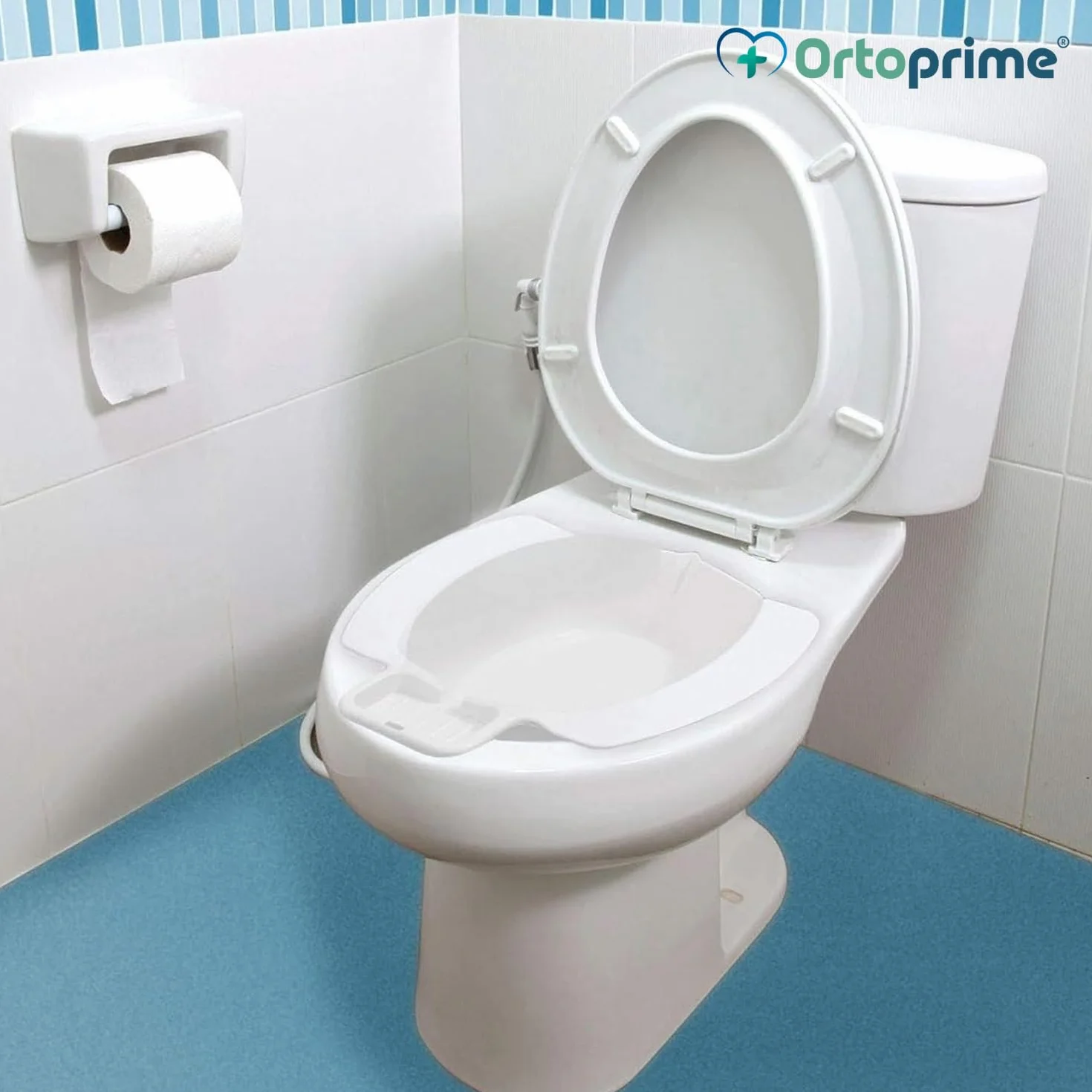 OrtoPrime Bidet Portátil Wc | Bidé Sanitario Acoplable al Inodoro | Medidas Universales: 40 x 37 x 11 Centímetros | Peso soportado 120 Kilogramos