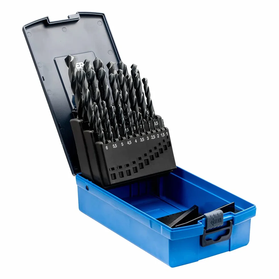 Pferd Set de Brocas Espirales (25 Piezas) Set Spb Din 338 Hssg N 1-13 Steel 25, desde 1-13 millimeters, Cada 0,5 millimeters, para Acero, Metales No Férricos, Fundición y Plásticos