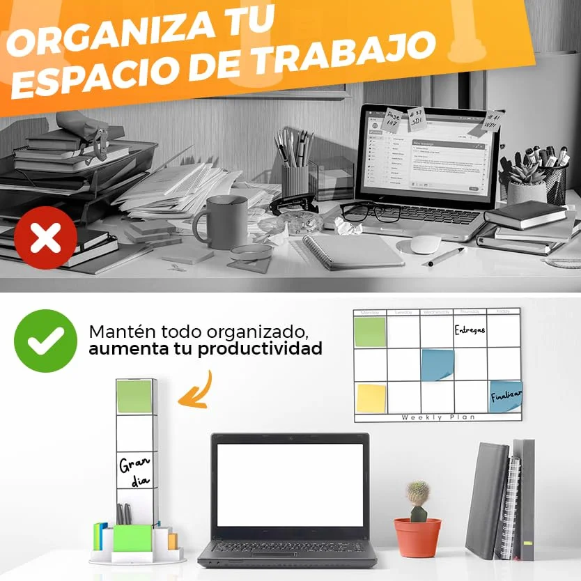 Planificador Semanal con TORRE y PIZARRA - Organizador Semanal, Calendario de Estudio - Ahorra Espacio