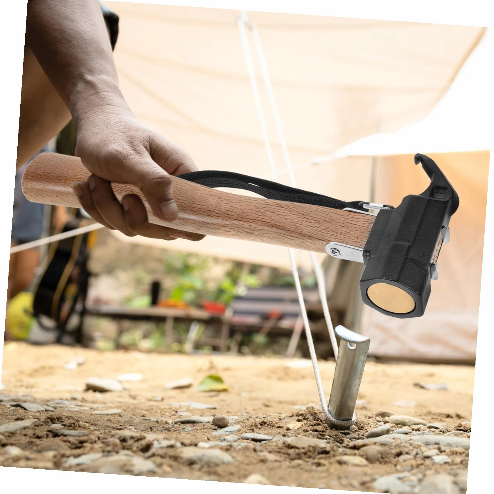 SHINEOFI Martillo De Tierra Para Camping Extractor De Clavos De Camping Resistente Herramienta Para Estacas De Para Montañismo y Excursionismo
