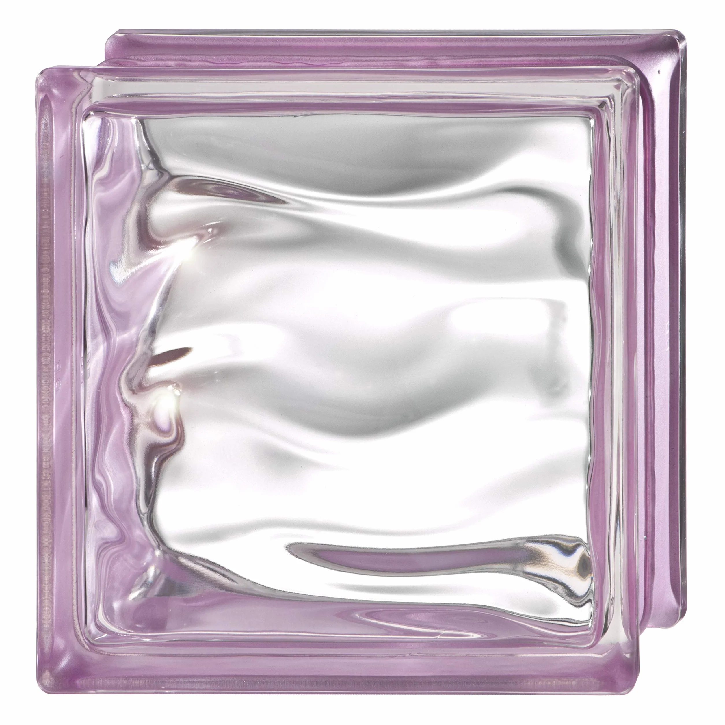 Bloque de vidrio Bormioli Rocco Agua Reflejos Amatista | cm 19x19x8 | Unidad de venta 1 caja de 6 pzas
