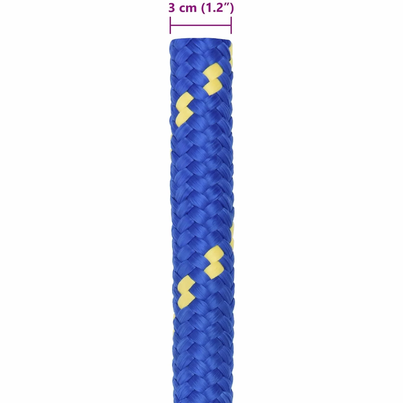 Cuerda para barco de polipropileno, 5 m de longitud, 3 cm de diámetro, color azul, resistente, resistente a la intemperie, para barco, vela, camping, exterior, versátil, para asegurar y anudar