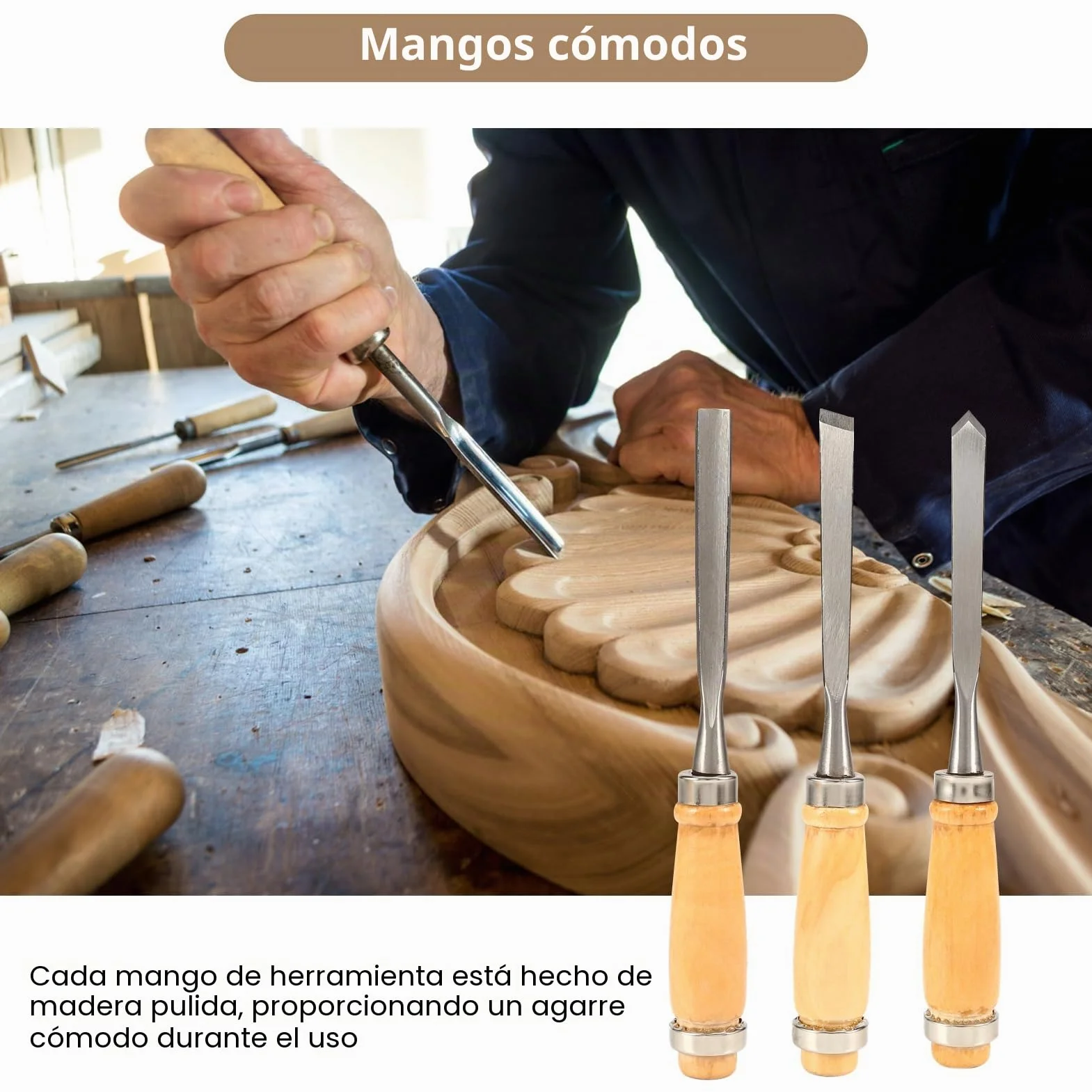 Juego de Cinceles para Madera, 12 Piezas, Cuchillo para Tallar Madera Profesional
