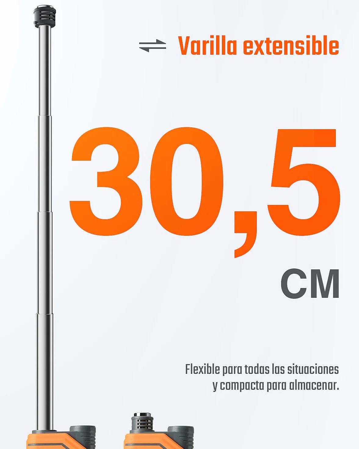 TopTes PT760 Detector de Gas Natural Recargable, Detector de Fugas con Sonda Extensible de 30cm, Sensor%LEL para Propano, Metano, Butano y Gases Combustibles en el Hogar o RV con Linterna - Naranja