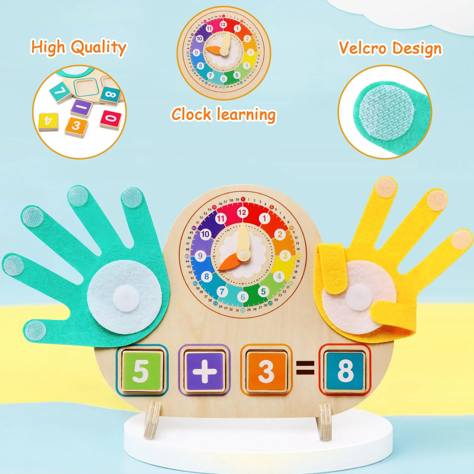 Juegos Educativos Niños 3 4 5 6 Años, Juguetes Montessori Matemáticas de Madera con Reloj, Juegos de Conteo para Preescolar Aprender Suma y Resta Regalo para Infantil Niños Niñas 3-6 Años