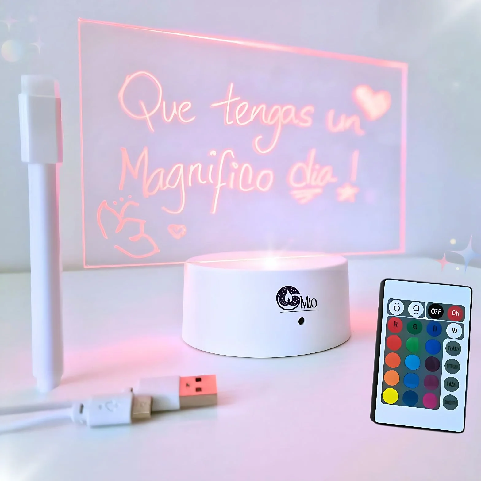 Pizarra LED Luz de Notas Inalámbrico - Tablero Acrílico Portátil Luminoso 16 Tonos de Luz - Decoración