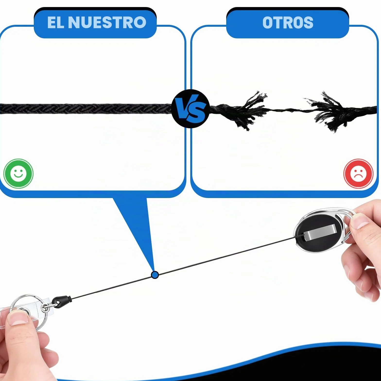 Llavero Retractil 10 Piezas con Clip para Cinturón Cordón Extensible 63 cm