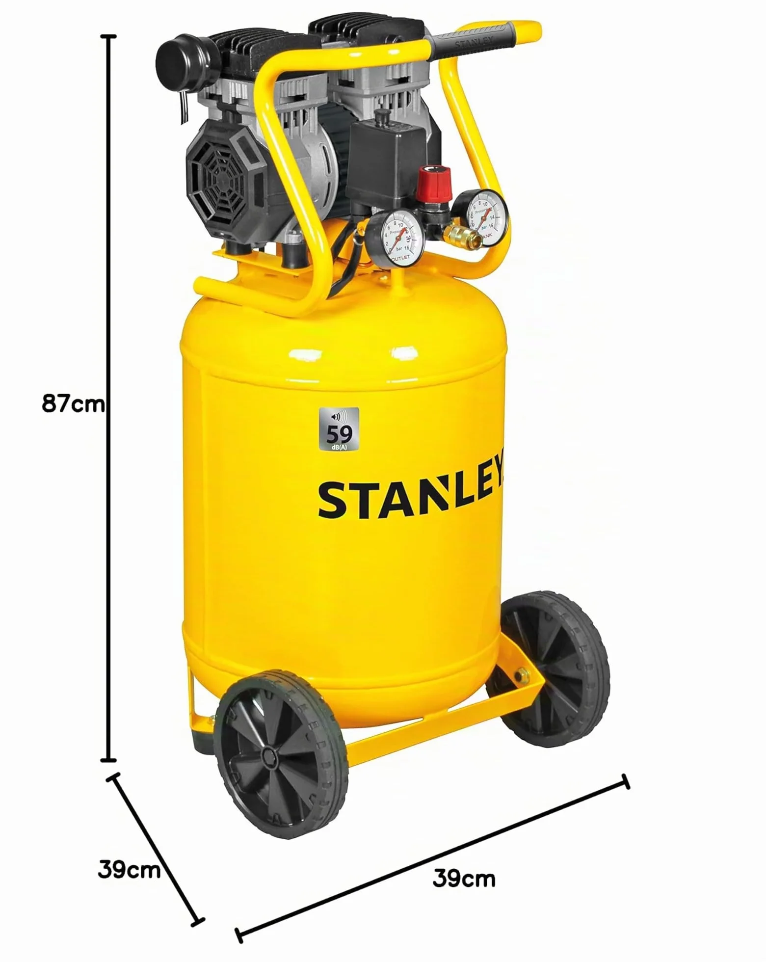 Stanley SXCMS1350VE Compresor Muy silencioso, 50 litros, Amarillo