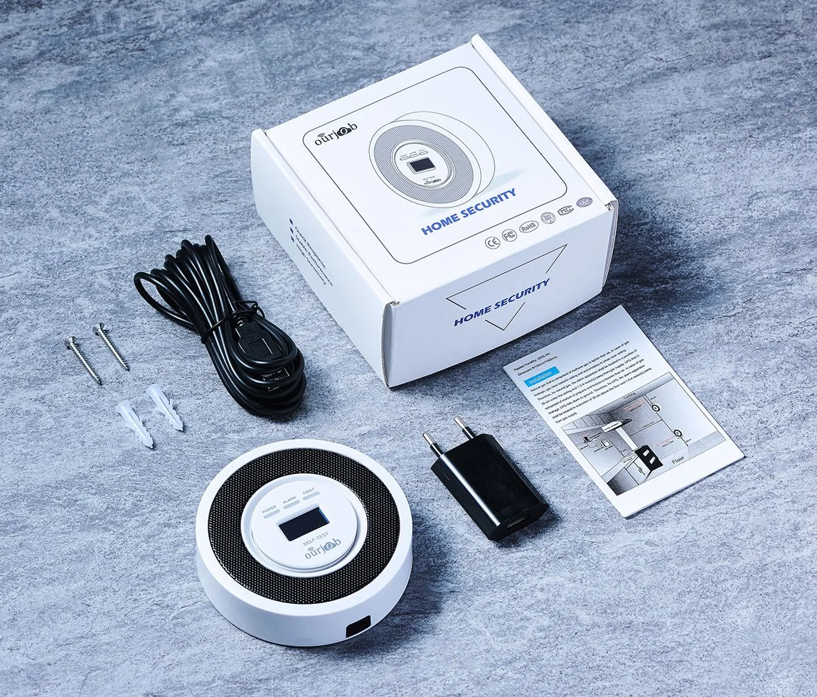 Ourjob Detector de Gas LPG/Gas Natural/Propano/Butano/Metano Alimentado por USB Alarma Fugas para Cocina
