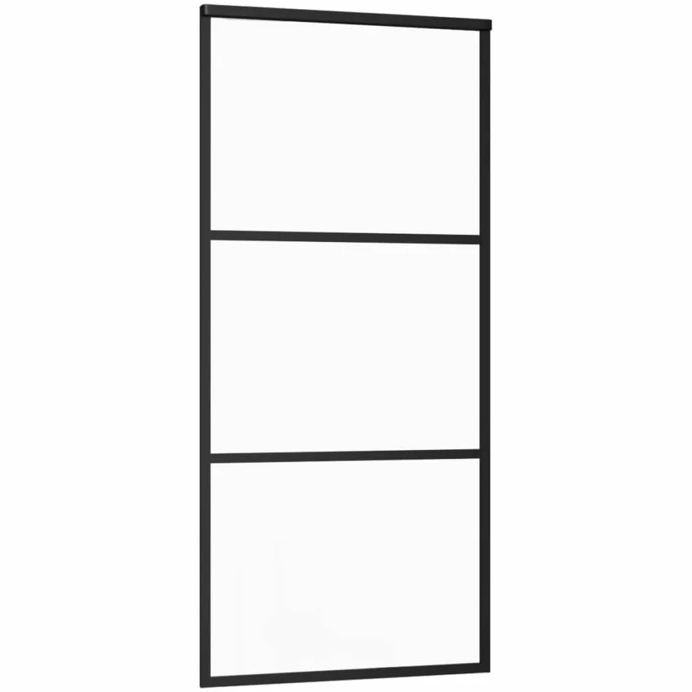 vidaXL Puerta Corredera con Herrajes Entrada Corrediza Deslizante Hogar Cuarto de Baño Salón Sala de Estar Habitación ESG Vidrio y Aluminio 90x205 cm
