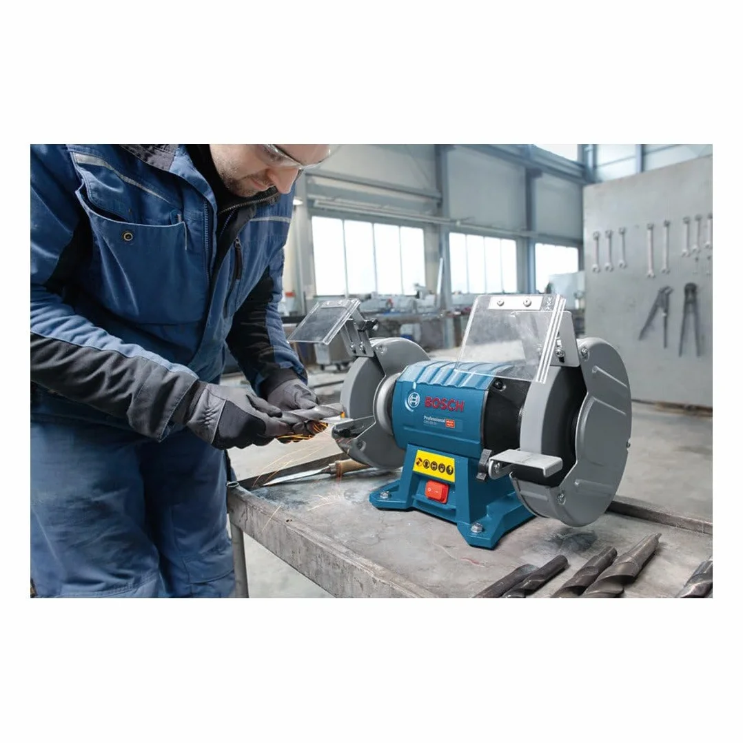 Bosch Professional esmeriladora doble GBG 60-20 (potencia 600 vatios, Ø disco de esmerilar 200 mm, velocidad en vacío 3600 rpm, incl. 2 discos de esmerilar de grano normal)