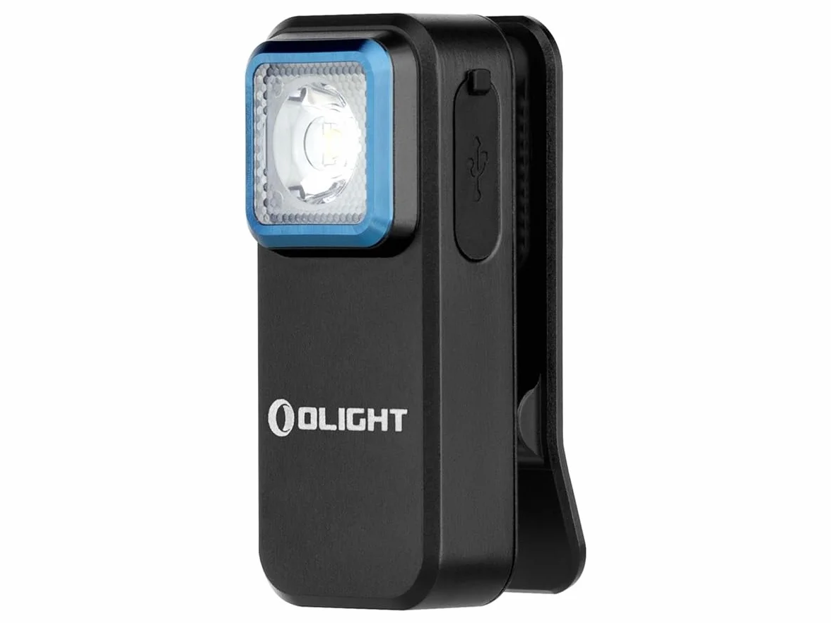 OLIGHT Oclip Linterna ángulo Recto Bicicleta, 300 LM, Luz Blanca y roja (Negra)