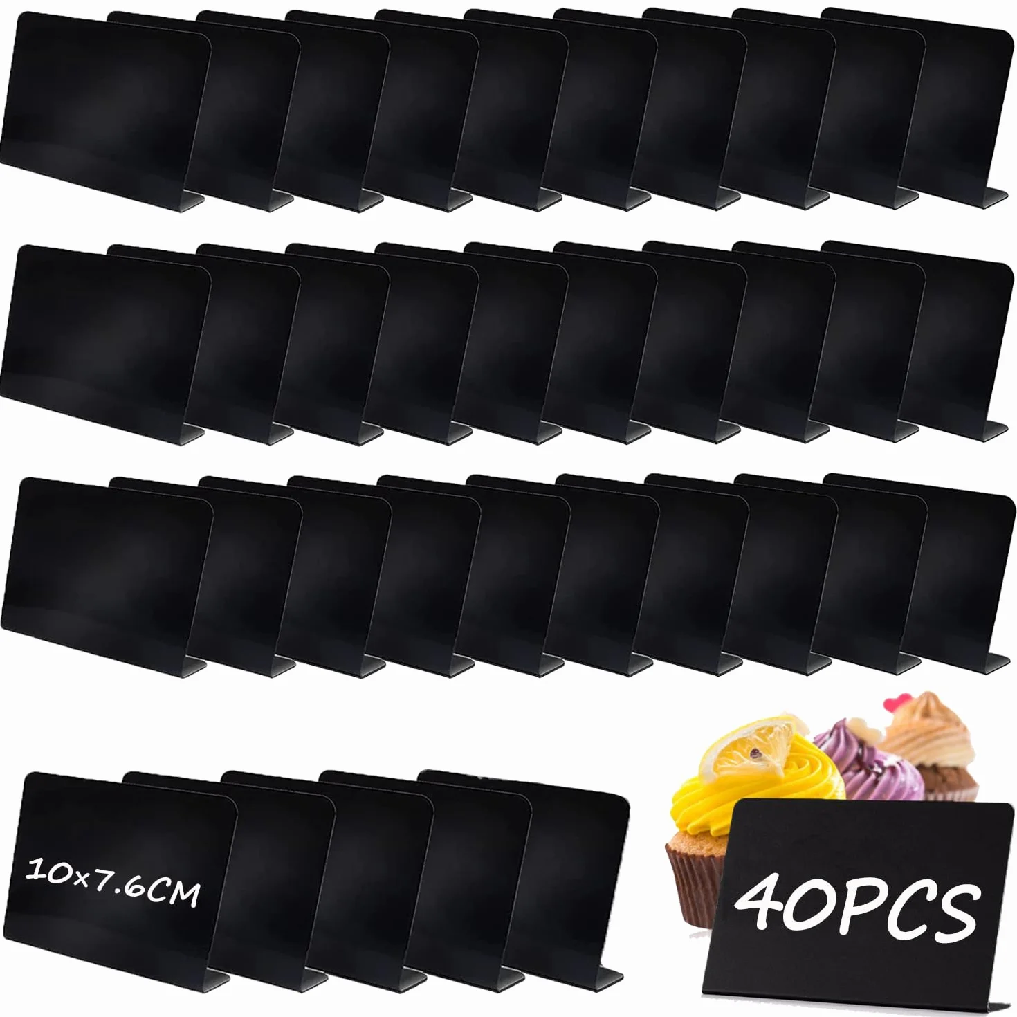 Pizarras Pequeñas Negras PVC 10x7,5 cm Reutilizables con Rotuladores para Buffet Panadería Fiestas