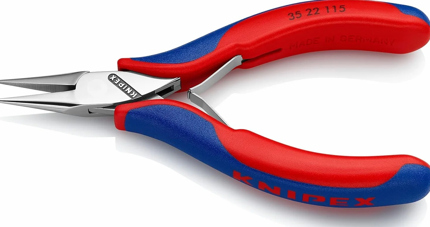 KNIPEX Alicate de montaje para electrónica con articulación machihembrada con cartulinas autoservicio con mangos multicomponente 115 mm, 35 22 115 SB