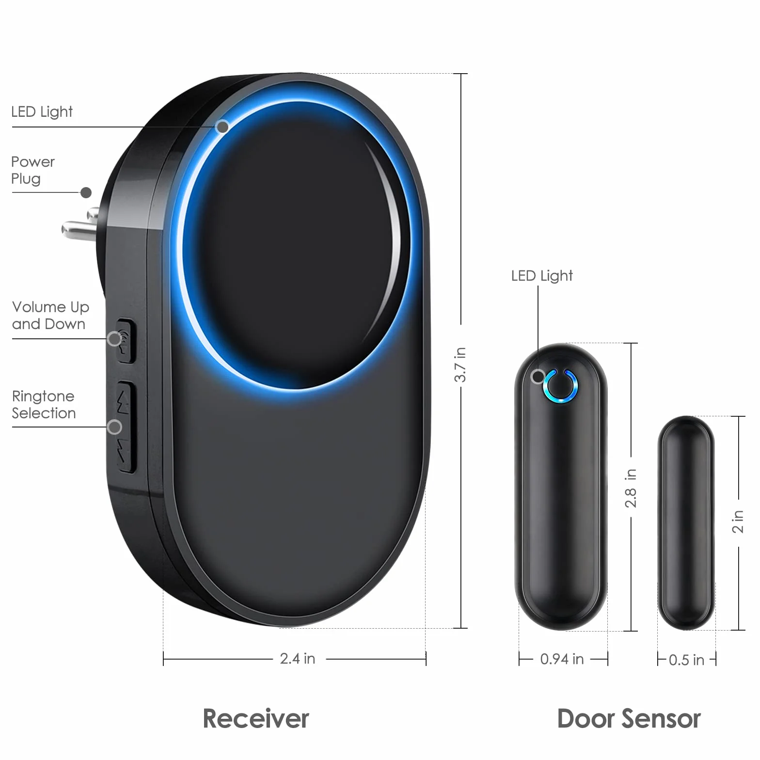 Alarmas para Casa, Sensor Apertura Puerta, 900ft - 58 Tonos, Timbre de Puerta, Sistema de Alarma de Seguridad para el hogar con Sensor Magnético para Puertas de Garaje