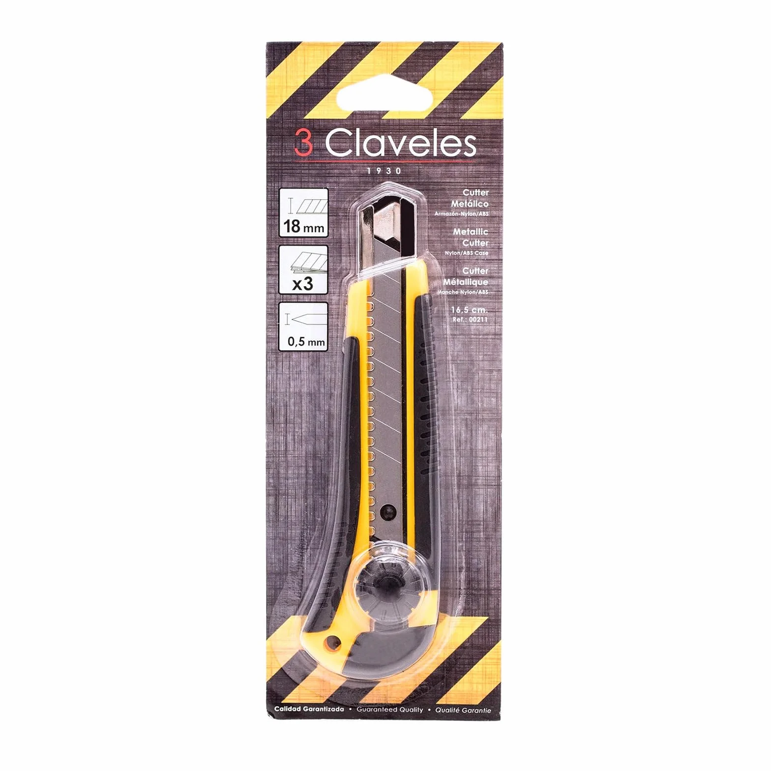 3Claveles 211 Cúter metálico 3 hojas 16.5 cm rueda nylon
