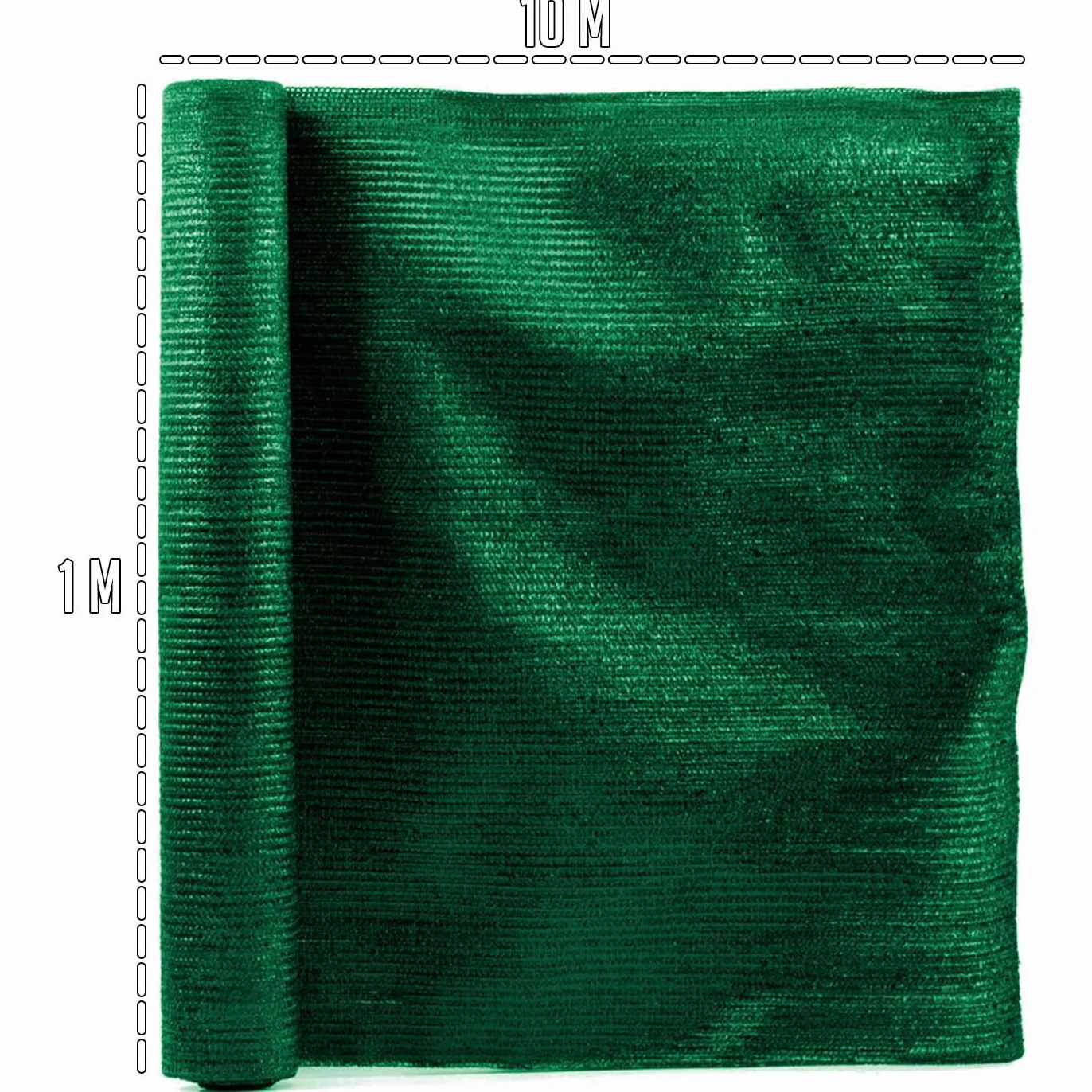 Rollo de Malla de Sombreo Tupida 120 g/m2 Alta Resistencia Verde 1 x 10 m
