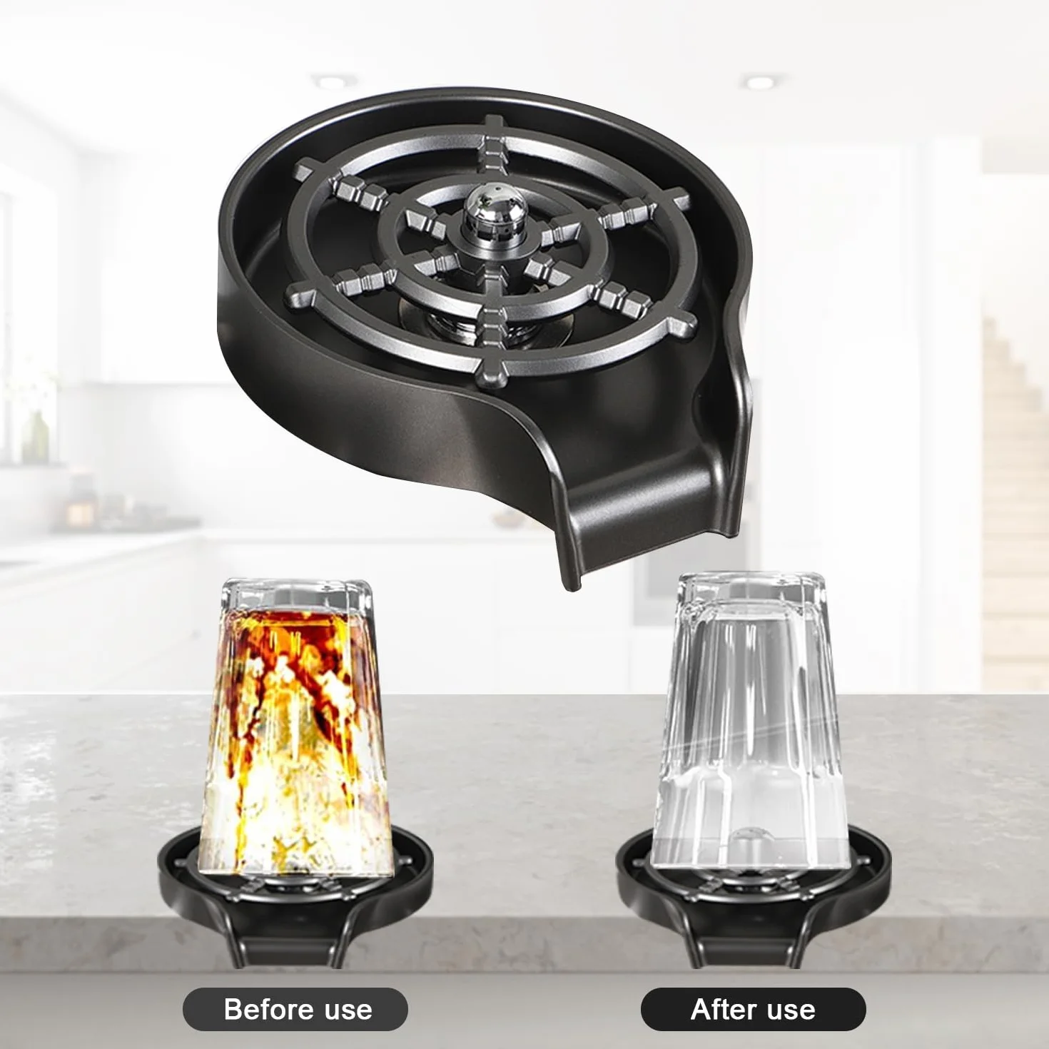 Lavavasos Lava Vasos Fregadero Enjuagador Vasos - Acero Inoxidable Limpia Vasos Lavadora para Bares con Todos Los Accesorios de Instalación, Arandela para Botella para enjuagar vasos de agua
