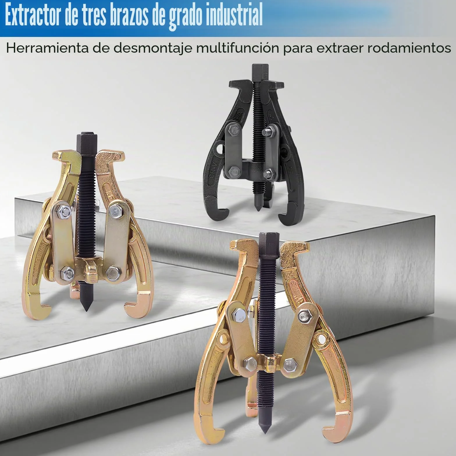 Juego de herramientas de extracción 3 piezas 75/100/150 mm Juego de extractores de garras Extractor de rodamientos para rodamientos de bolas, engranajes deslizantes, volantes, ruedas de vehículos