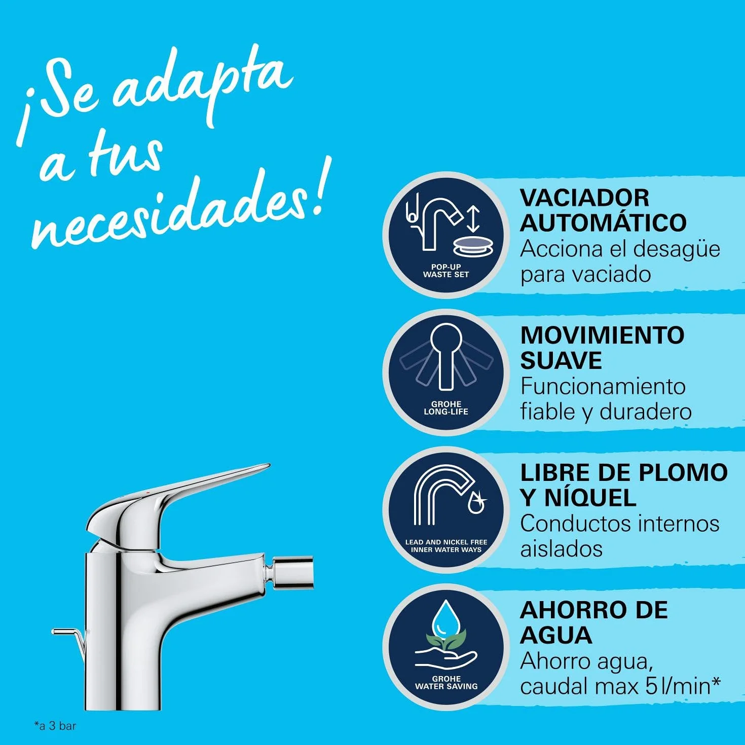 GROHE Swift Quickfix Grifo de bidé 1/2" Cromo