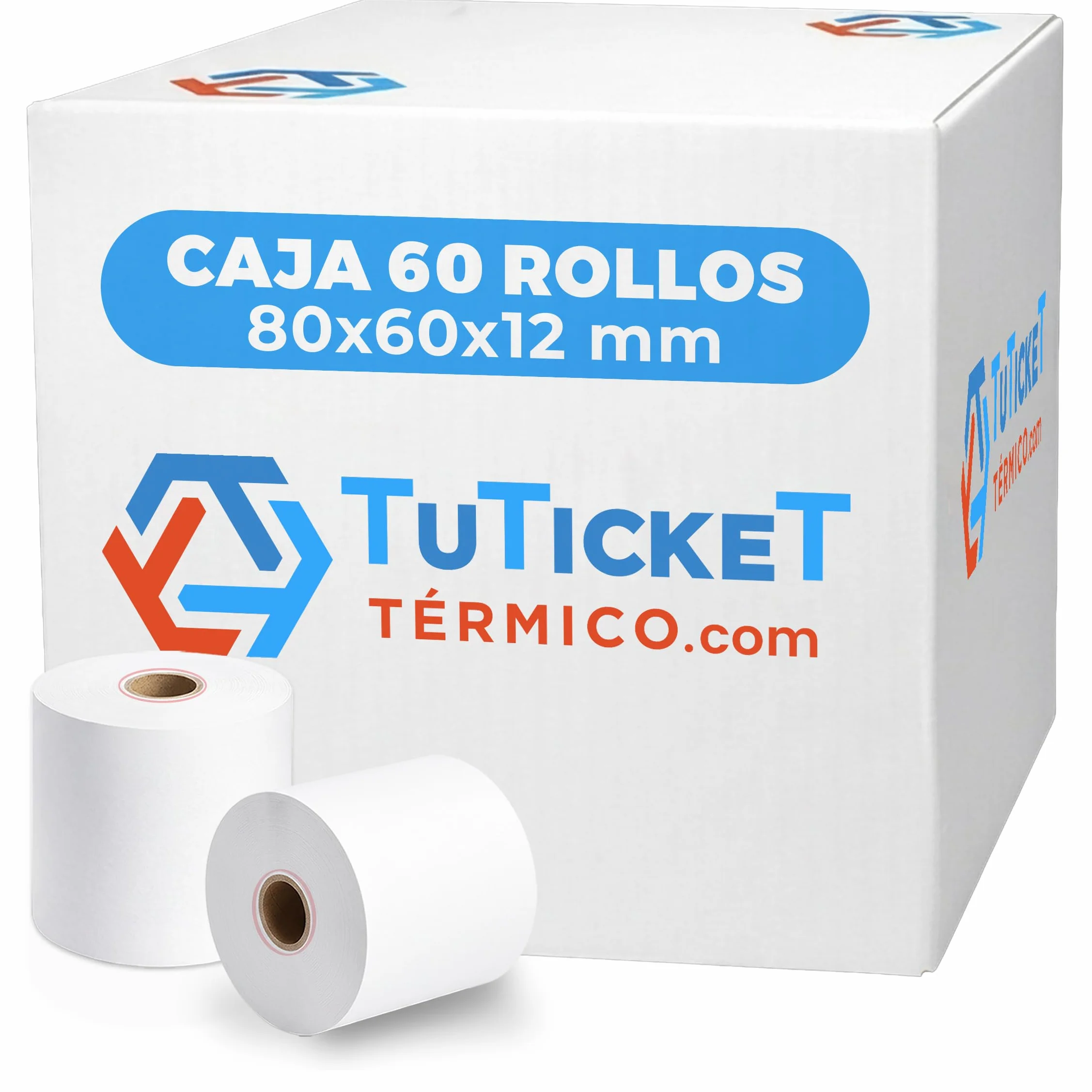 Rollo de Papel Térmico 80x60x12 mm (60 uds) para Impresora Térmica de Ticket y Comanda, Caja Registradora y demás TPV. Sin Bisphenol A