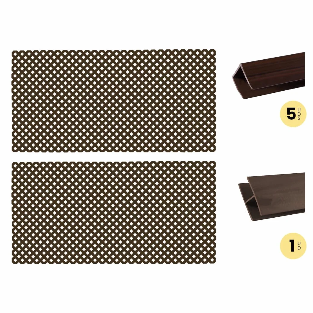 Pack INSTALACIÓN Horizontal 2 CELOSÍAS PVC 18 MM MARRÓN con PERFILES Y UNIÓN 1X2 M