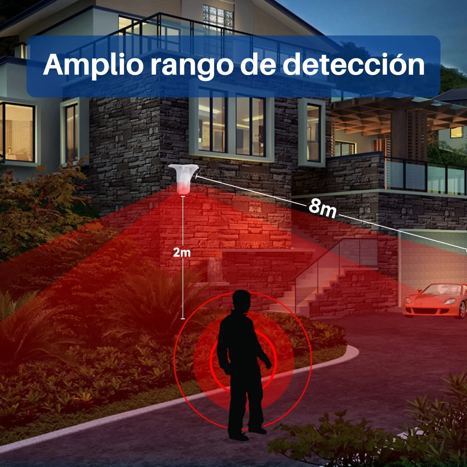 Chuango PIR-926 Detector Solar de Movimiento- Doble Detección Infrarrojos Pasivos y Microondas, Protección IP65, Alcance de 8 Metros y Ángulo de 110°, Duración de la Batería hasta 5 Meses sin Sol