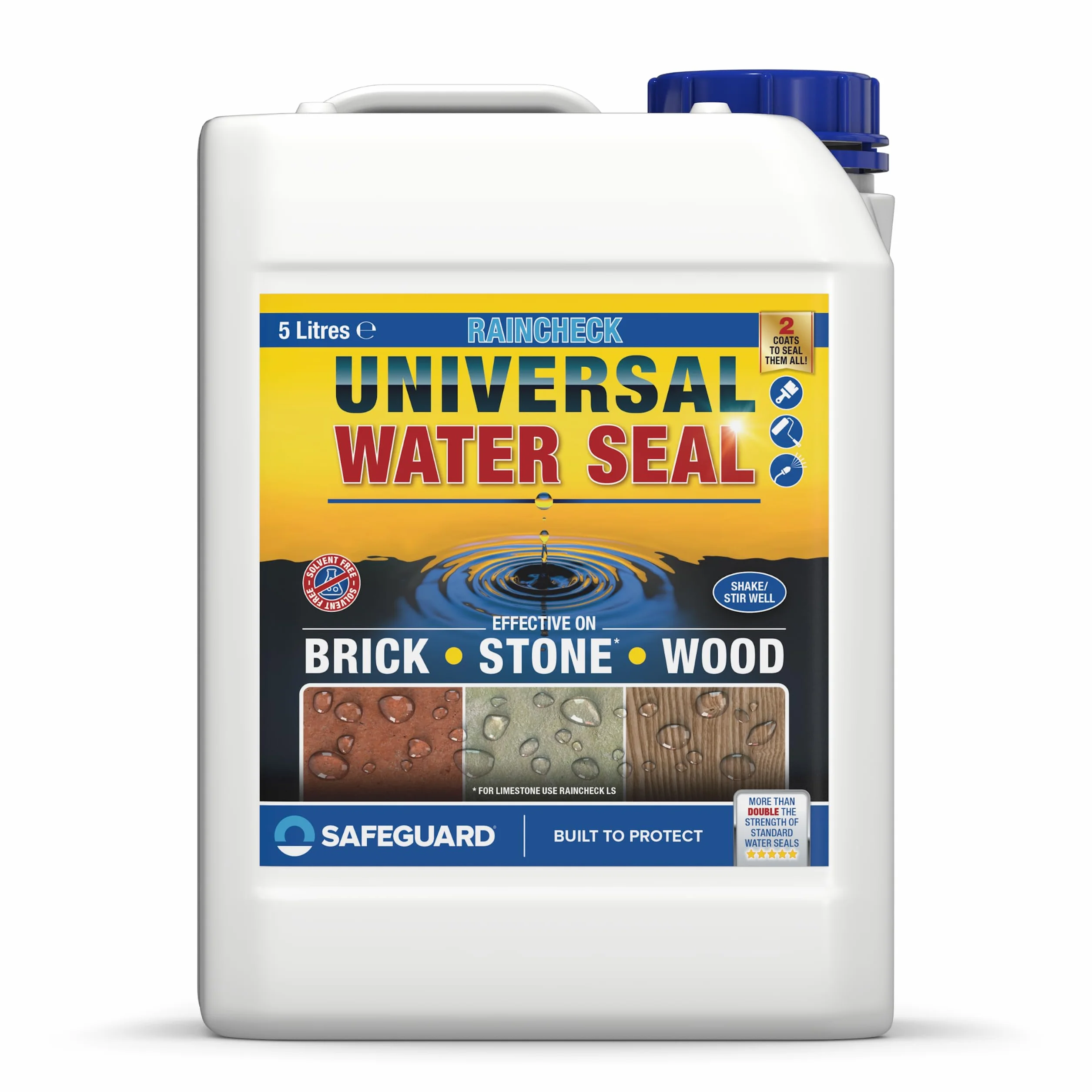 Raincheck Impermeabilizante Hidrofugante para Madera, Piedra y Ladrillo - 5L - Transpirable, Transparente y Listo para Usar sobre Terrazas y Paredes