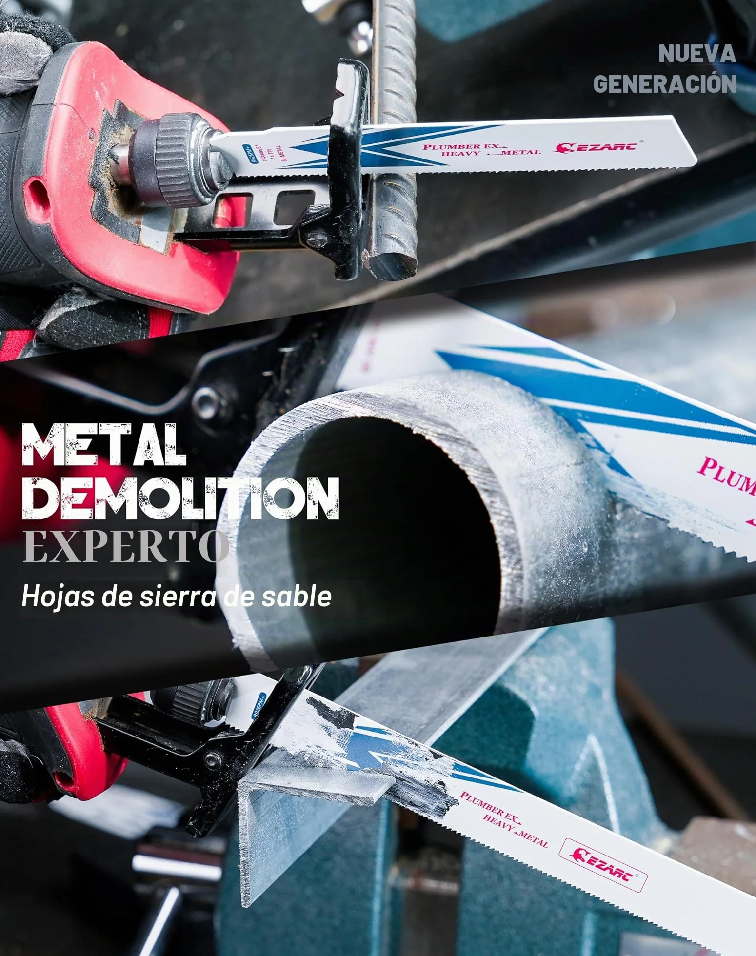 EZARC Hojas de sierra sable Bimetálica Cobalt 300mm 14TPI 5 piezas