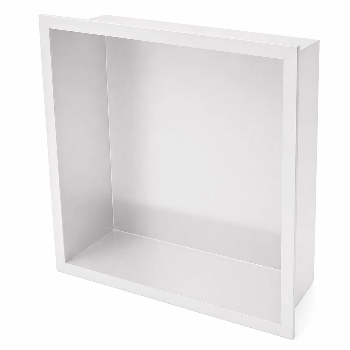 MEDIMEX - Hornacina Ducha Empotrable Atlantic HOR001 Nicho Baño Acero Inoxidable 304 | Cuadrada 33x33 cm Profundidad 10 cm, Estante Organizador Reforma Pared | 6 Acabados Premium (Blanco Mate)