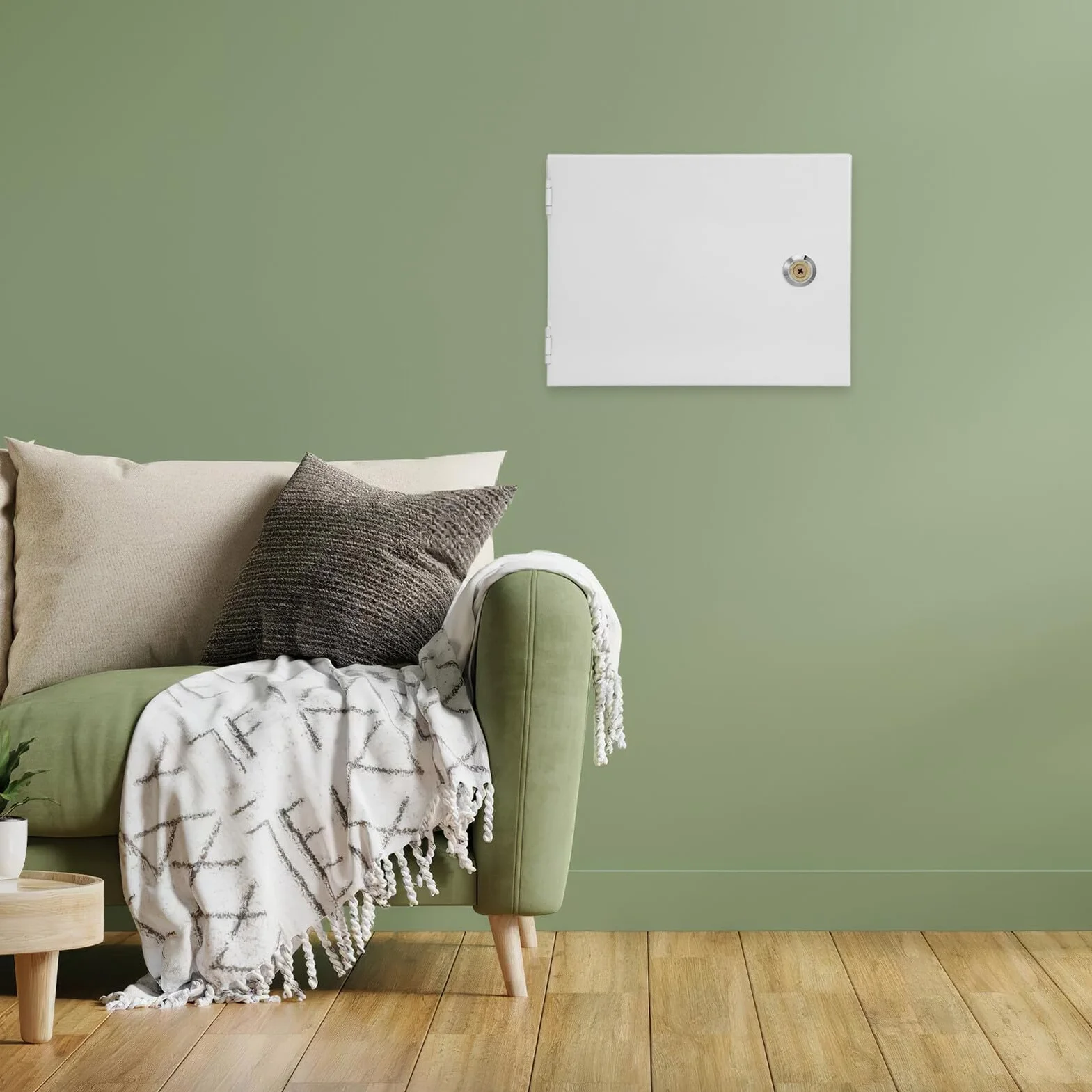 SHINEOFI Caja de Hierro Blanco con Cerradura para Interruptores de Alarma, Montaje en Pared, Pequeña Caja de Seguridad para Llaves