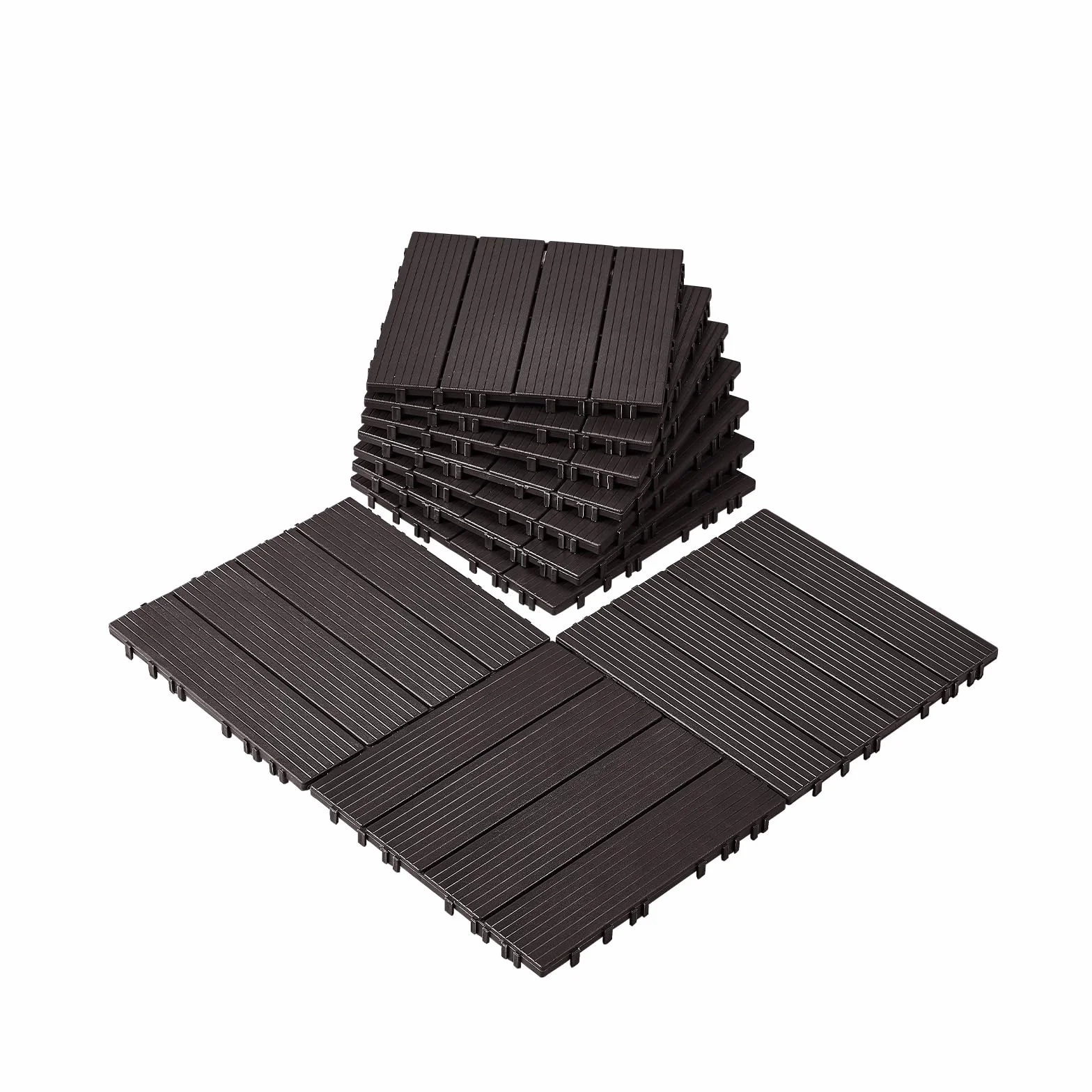 VEVOR Azulejos Entrelazados para Terraza, de Plástico, Resistentes al Agua, para Uso en Exteriores, para Todo Tipo de Climas, para Terrazas, Porches, Piscinas, Marrón Oscuro, 300 x 300 x 20 mm, 10 uds