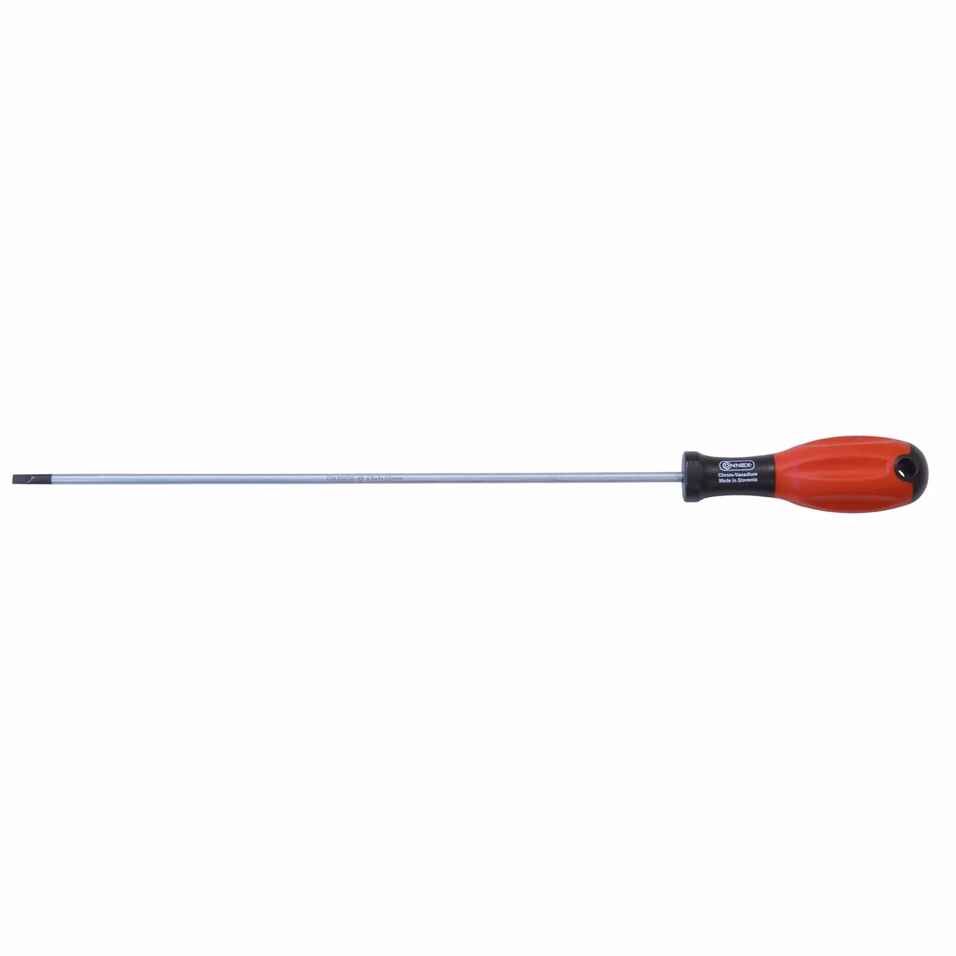 Destornillador profesional de acero cromado Vanadio y mango ergonómico de bimaterial antideslizante para una mayor seguridad en el mango, herramienta resistente multiusos (5,5 x 300 mm)