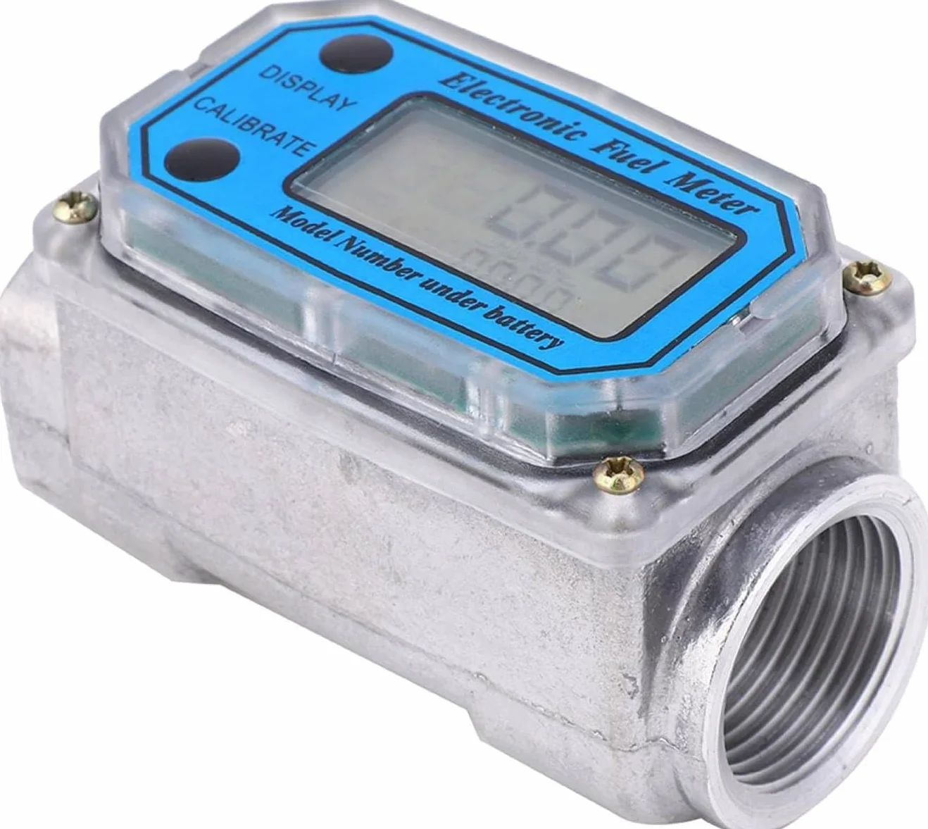 15-120L 1" NPT Medidor Flujo Agua de Turbina Digital, Medidor de Caudal de Combustible con Pantalla LCD, NPT 15-120 l/min, Medidor de Caudal de Turbina de 1 Pulgada, para Diésel Queroseno y Gasolina