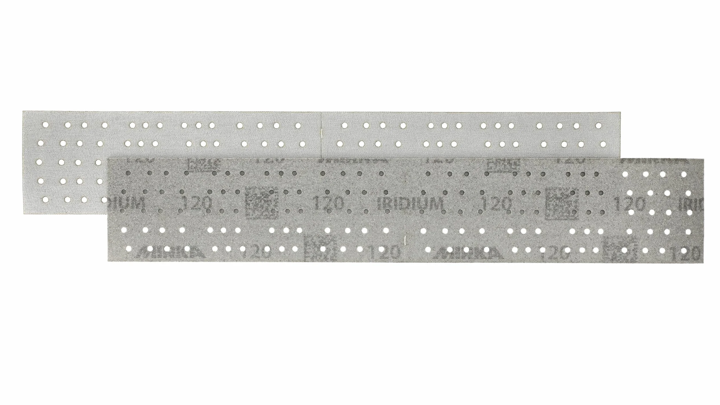 Mirka Papel de lija Iridium 70x400 mm 140 agujeros grano 120 | Perforado en el centro para mejor extracción de polvo cierre adhesivo para fácil fijación ideal para madera y acero